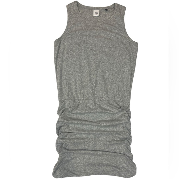 Cabi Everyday Mini Dress Ruched Crew Neck Gray Sleevless Tank Stretch Size Small - Picture 15 of 15